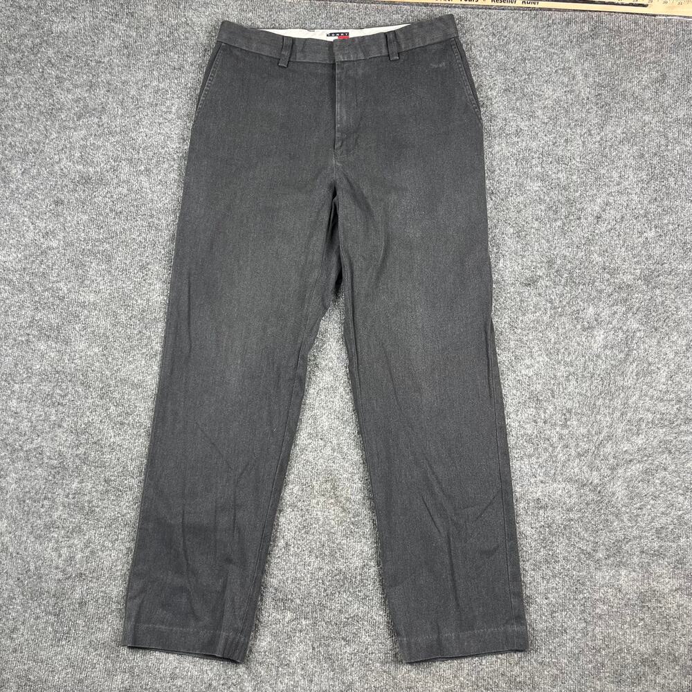 Tommy Hilfiger Mens Dress Pants‎ 33x32 Gray Flat Front Classic Chino Slacks